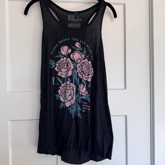 United State of Indiana Tops - Women's Charcoal Indiana Floral Graphic Tank Top